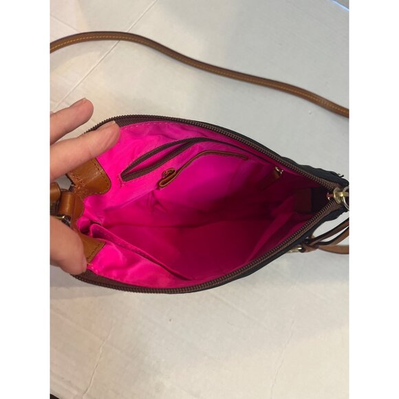 Dooney & Bourke Crossbody Bag In Black & Pink Nylon With Leather Trim and charm - Picture 3 of 13